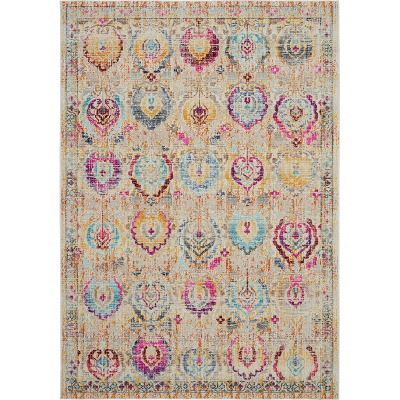 Bungalow Rose Lowndes Oriental Ivory/Blue Area Rug & Reviews Wayfair